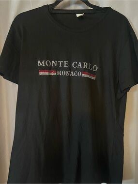 🏎️ Monte Carlo Monaco Black Rhinestone Tee